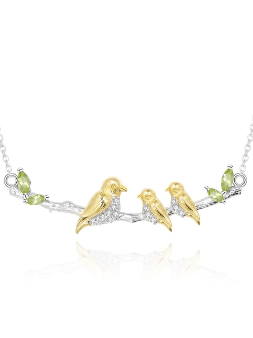 Olivine Necklace 2 925 Sterling Silver Natural Stone Bird Artisan Necklace