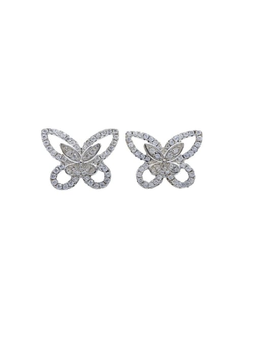 M&J 925 Sterling Silver Cubic Zirconia Hollow  Butterfly Earring