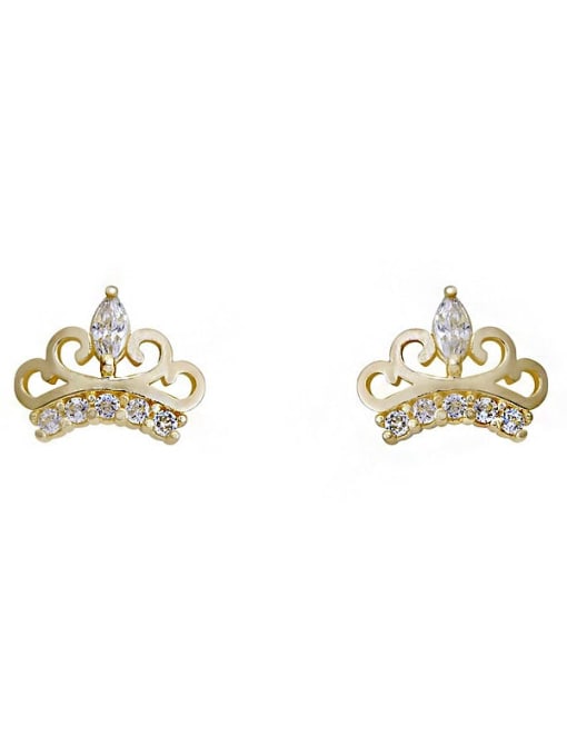 ZEMI 925 Sterling Silver Cubic Zirconia Crown Dainty Stud Earring