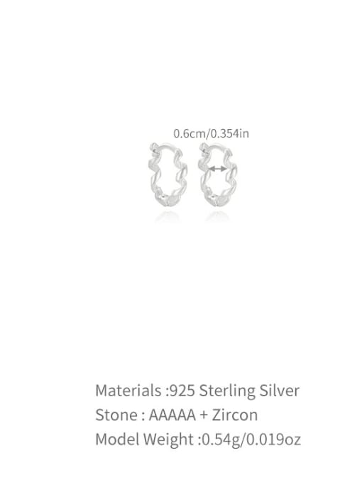 Platinum 6MM 925 Sterling Silver Wave  Geometric Dainty Huggie Earring