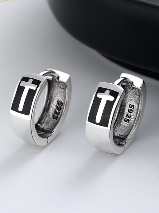 TAIS 925 Sterling Silver Enamel Cross Trend Stud Earring 2