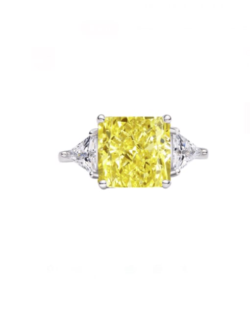 lemon yellow 5# 925 Sterling Silver High Carbon Diamond Geometric Luxury Band Ring