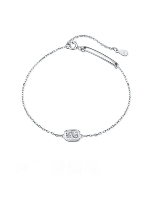 DY150145 S W WH 925 Sterling Silver Cubic Zirconia Geometric Minimalist Link Bracelet