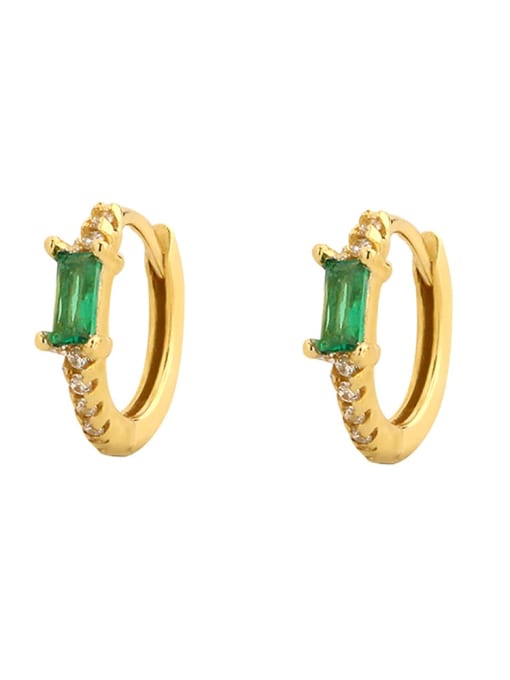 Gold colored C model 925 Sterling Silver Cubic Zirconia Geometric Minimalist Huggie Earring