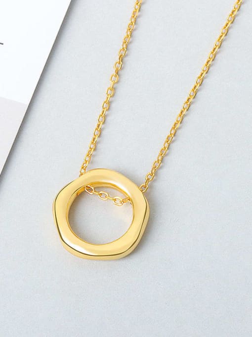 Gold color 925 Sterling Silver Geometric Minimalist Necklace