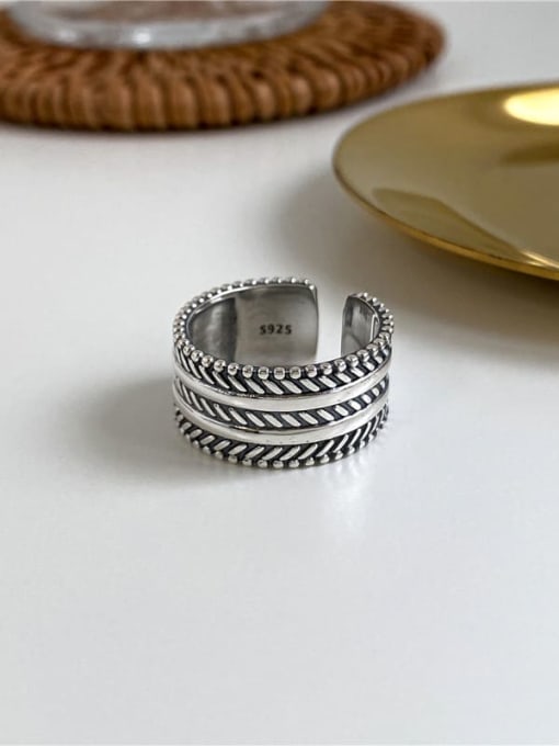 Fried dough twist ring 925 Sterling Silver Geometric Vintage Band Ring