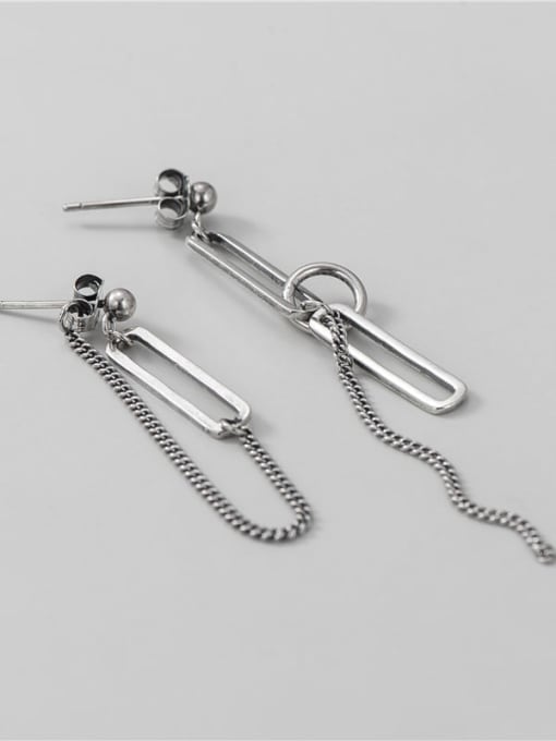 ARTTI 925 Sterling Silver Tassel Vintage Asymmetric Chain Drop Earring 0