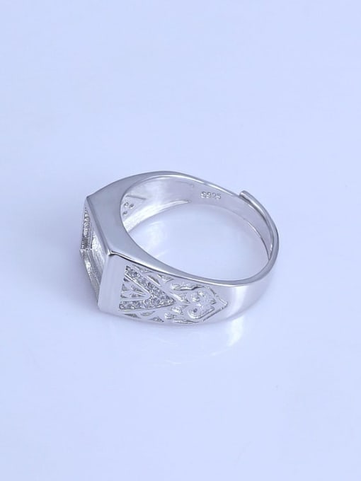 Supply 925 Sterling Silver 18K White Gold Plated Geometric Ring Setting Stone size: 8*10mm 1