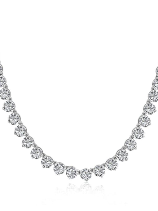DY190429 S W WH45 925 Sterling Silver Cubic Zirconia Geometric Minimalist Necklace