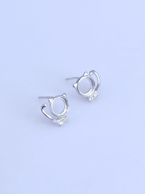 Supply 925 Sterling Silver 18K White Gold Plated Round Earring Setting Stone size: 6*6mm 1