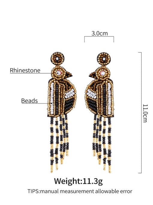 JMI Non-woven fabric Bead Tassel Bohemia Hand Weave Threader Earring 2