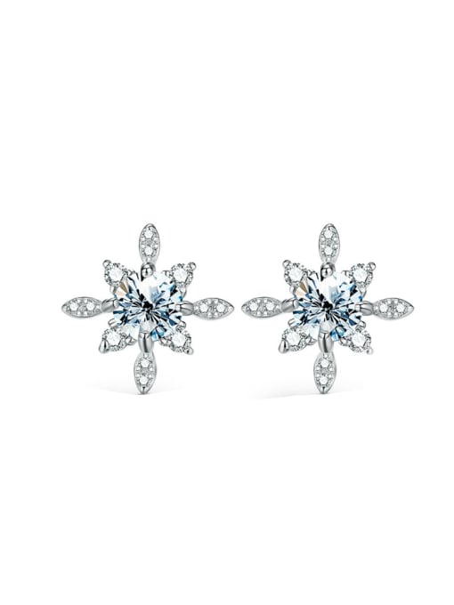 1.0 CT (Mosan diamond 925 Sterling Silver Cubic Zirconia Flower Dainty Stud Earring