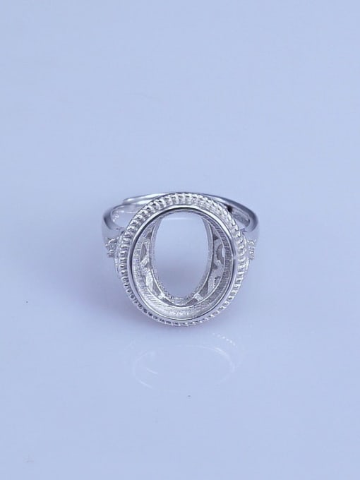 Supply 925 Sterling Silver 18K White Gold Plated Round Ring Setting Stone size: 12*14mm 0