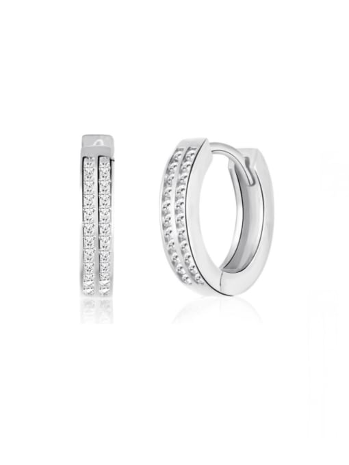 STL-Silver Jewelry 925 Sterling Silver Cubic Zirconia Geometric Minimalist Huggie Earring 3