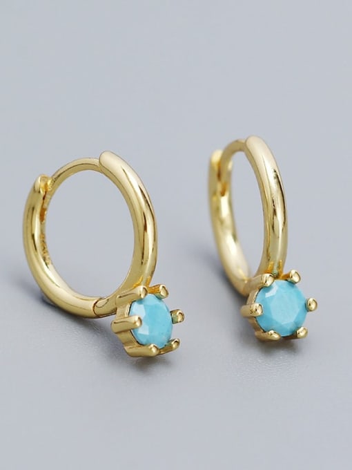 Gold color (turquoise) 925 Sterling Silver Cubic Zirconia Geometric Dainty Stud Earring