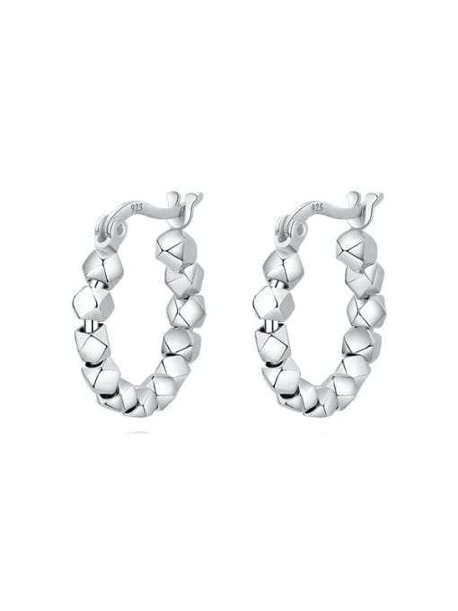 YUANFAN 925 Sterling Silver Bead Geometric Minimalist Huggie Earring 0