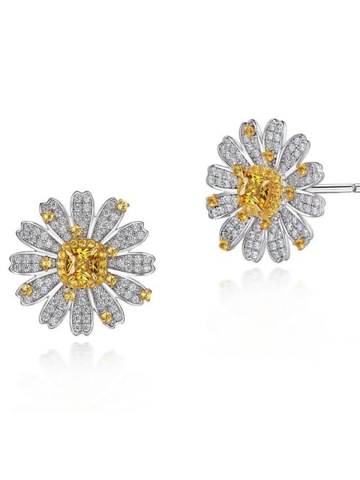 A&T Jewelry 925 Sterling Silver High Carbon Diamond Flower Dainty Stud Earring 0