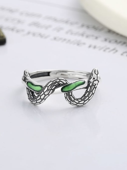 TAIS 925 Sterling Silver Enamel Vintage Snake Ring And Earring Set 4