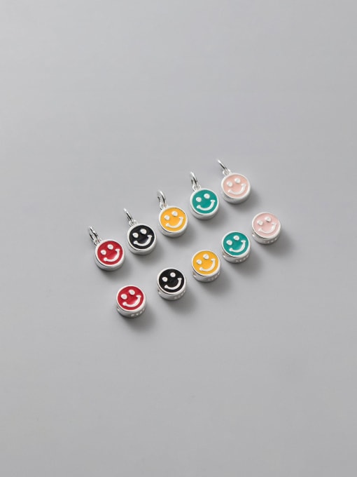 FAN S925 Silver Color Epoxy Cross Smiley String Beads 0