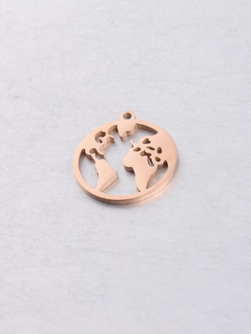 Rose Gold Stainless steel Hollow round world map pendant
