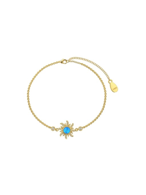 Golden Blue DY150266 S G BA 925 Sterling Silver Synthetic Opal Flower Trend Link Bracelet