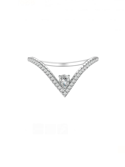 A&T Jewelry 925 Sterling Silver Cubic Zirconia Triangle Dainty Band Ring 0