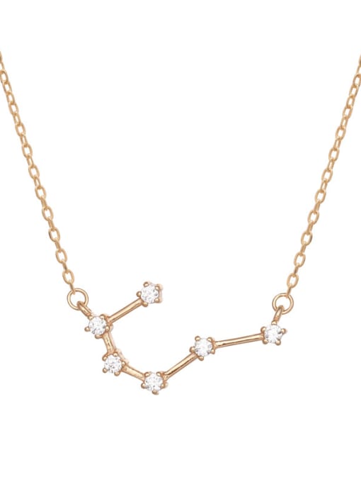 A802 Cancer with champagne gold plating 925 Sterling Silver Cubic Zirconia Constellation Minimalist Necklace