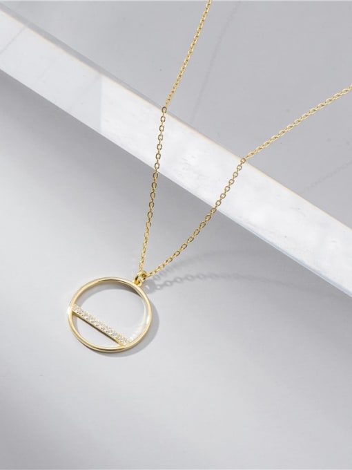 Gold 925 Sterling Silver Cubic Zirconia Round Minimalist Necklace
