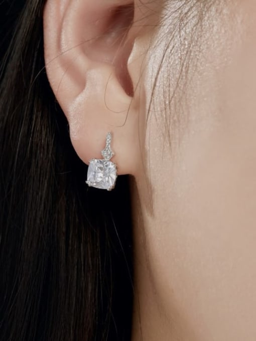 STL-Silver Jewelry 925 Sterling Silver Cubic Zirconia Geometric Luxury Huggie Earring 1