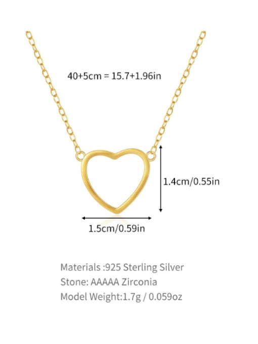YUANFAN 925 Sterling Silver Heart Minimalist Necklace 3