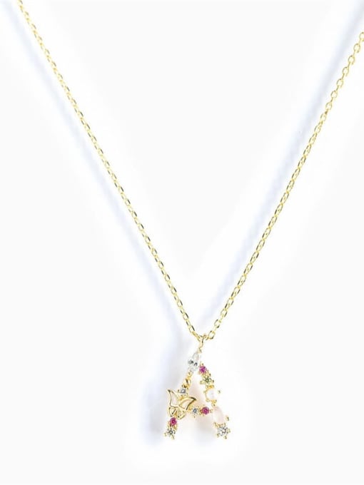 Gold A 925 Sterling Silver Cubic Zirconia Letter Dainty Necklace