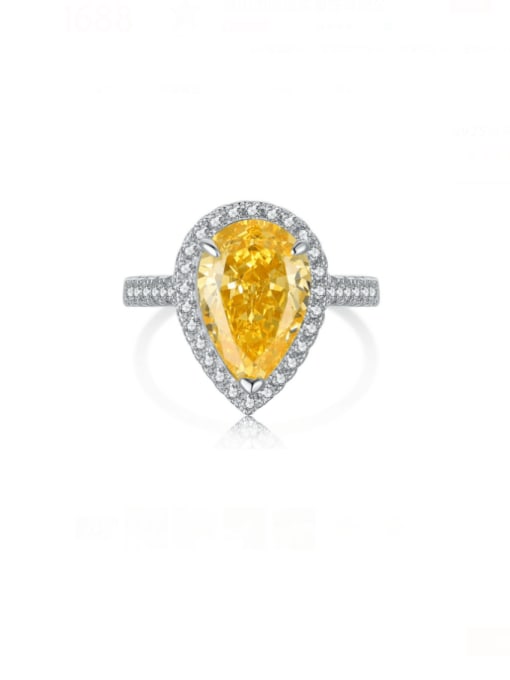 Yellow DY120547 925 Sterling Silver Cubic Zirconia Water Drop Luxury Band Ring
