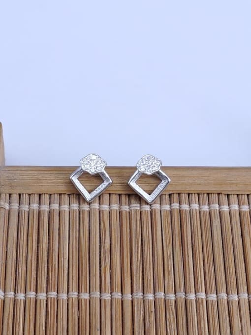 Supply 925 Sterling Silver 18K White Gold Plated Geometric Earring Setting Stone size: 5*5mm 2