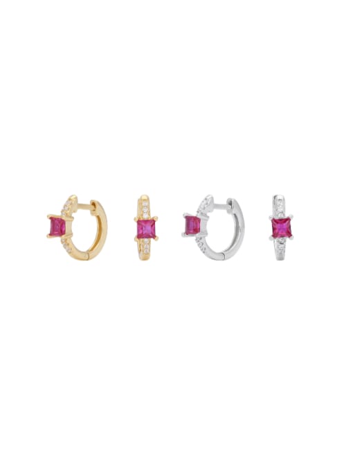 Jewel-Silver 925 Sterling Silver Cubic Zirconia Geometric Minimalist Huggie Earring 0