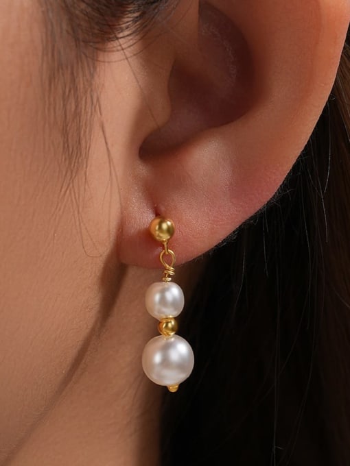 YUANFAN 925 Sterling Silver Imitation Pearl Tassel Minimalist Drop Earring 1