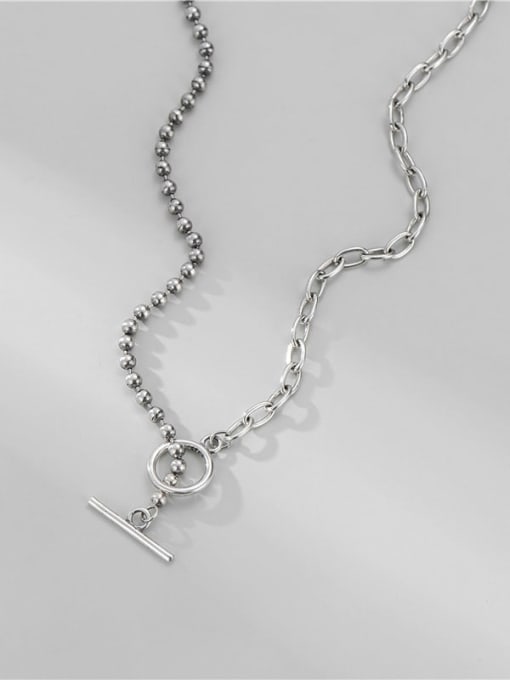 ARTTI 925 Sterling Silver Geometric Vintage  Asymmetric beads geometric chain Necklace 2