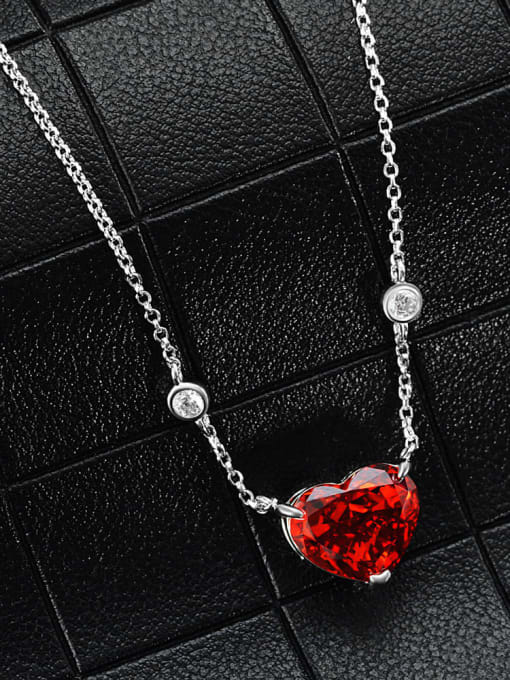 A&T Jewelry 925 Sterling Silver High Carbon Diamond Heart Luxury Necklace 2