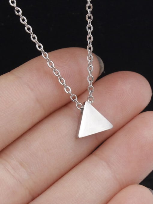 Steel color Stainless steel Triangle Minimalist Necklace