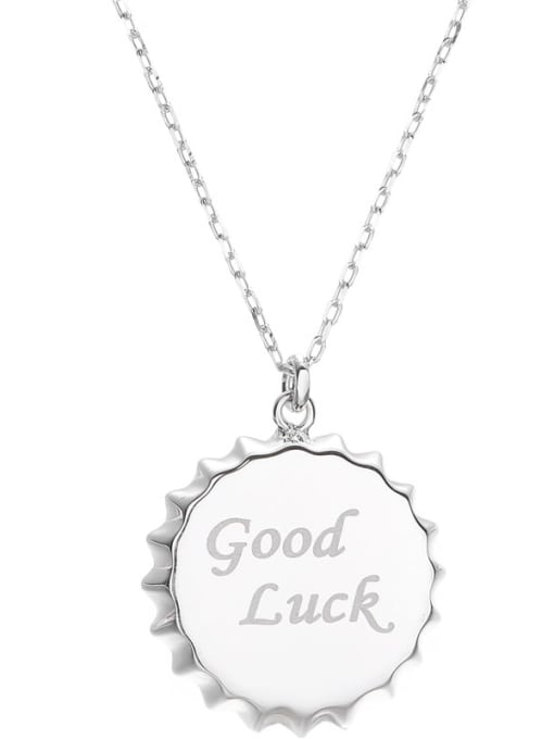 ARTTI 925 Sterling Silver Round Letter" GOOD LUCK" Minimalist Necklace 3