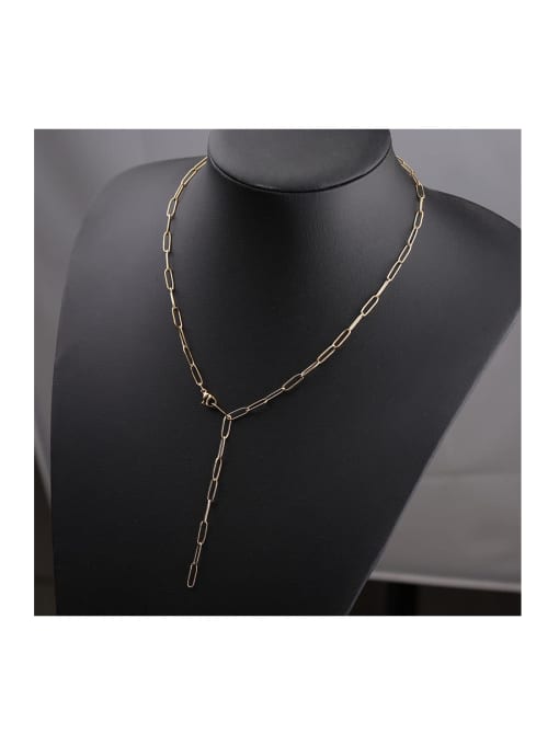 MEN PO Stainless steel Long buckle cross Minimalist Link Necklace 2