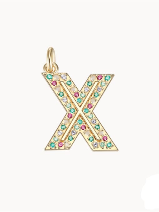 Gold Pendant X 925 Sterling Silver Cubic Zirconia Dainty Letter Pendant