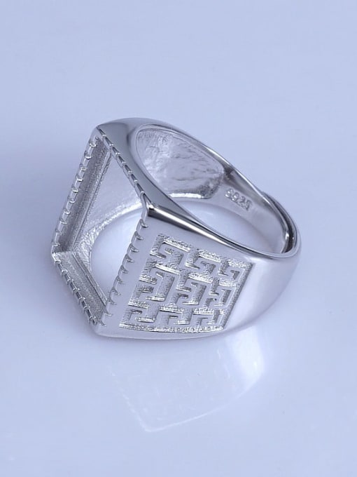 Supply 925 Sterling Silver 18K White Gold Plated Geometric Ring Setting Stone size: 12*17mm 1