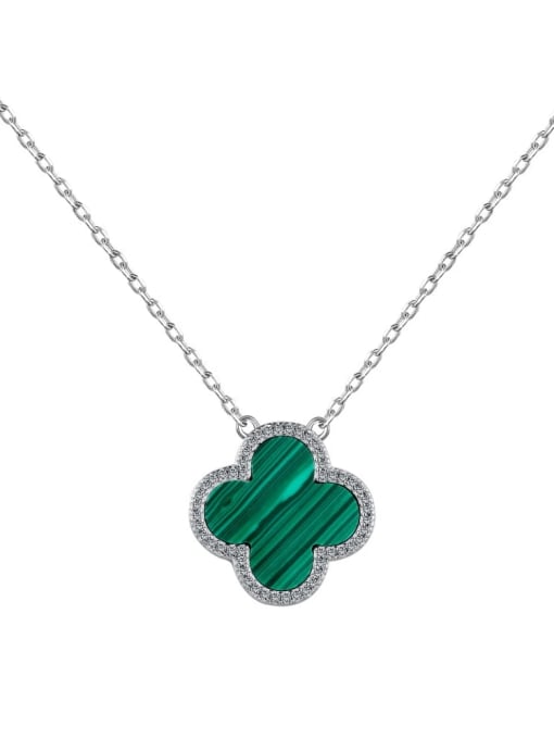 DY190685  green 925 Sterling Silver Shell Clover Minimalist Necklace