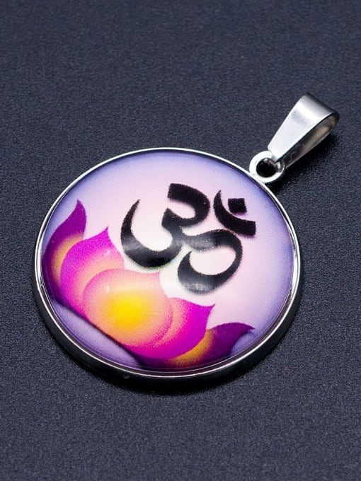 FTime Stainless steel Multicolor Millefiori Glass Round Charm Height :38 mm , Width:26.5 mm 1