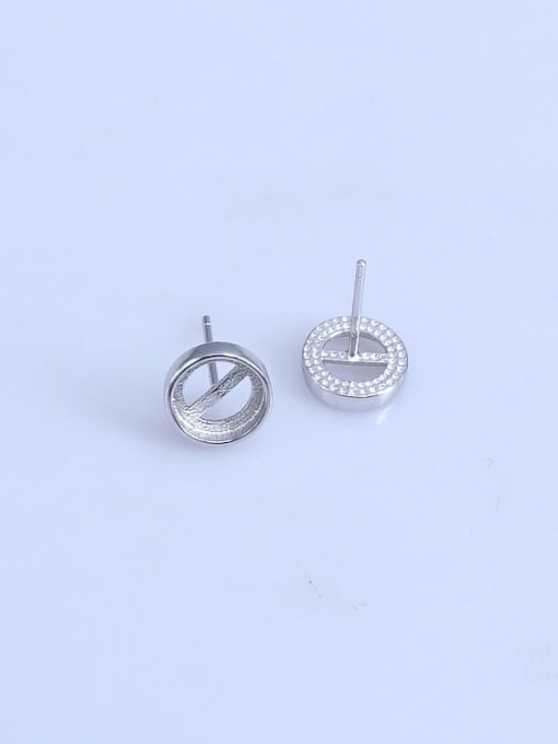 Supply 925 Sterling Silver 18K White Gold Plated Round Earring Setting Stone size: 7*7mm 6*6mm 1