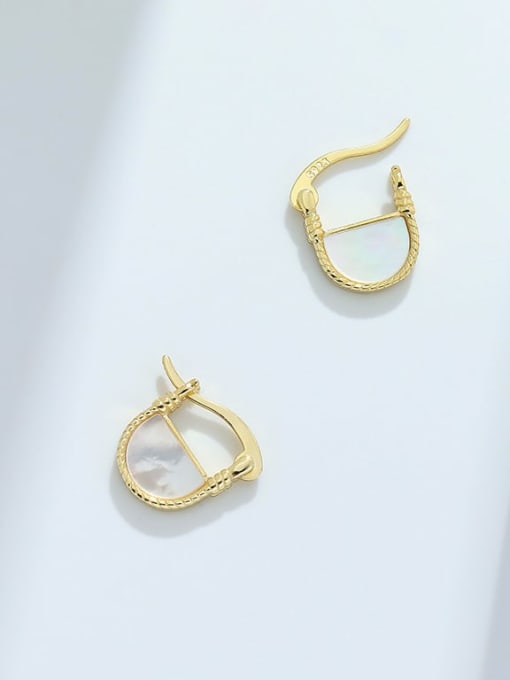 E2907 Gold 925 Sterling Silver Shell Geometric Minimalist Stud Earring