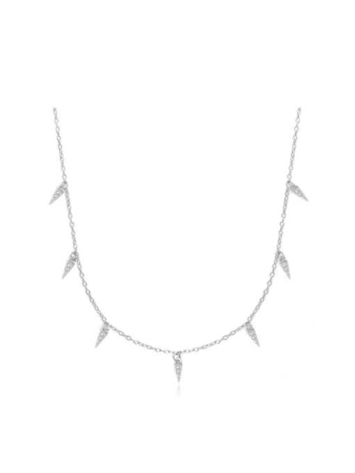 A2872 Platinum 925 Sterling Silver Cubic Zirconia Geometric Dainty Necklace