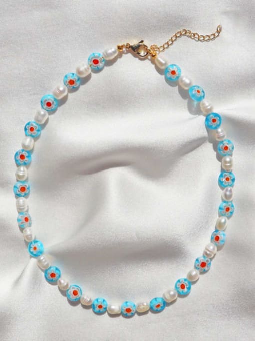 W.BEADS Glass  Stone Irregular Bohemia Handmade Beading  Necklace