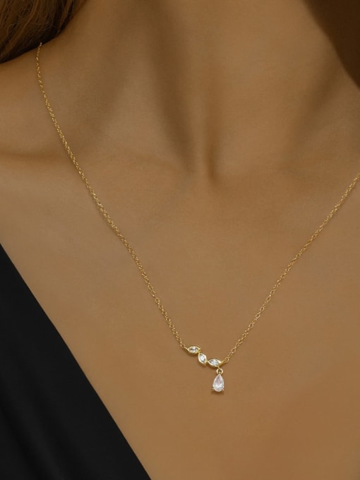 YUANFAN 925 Sterling Silver Cubic Zirconia Dainty Water Drop Earring and Necklace Set 1