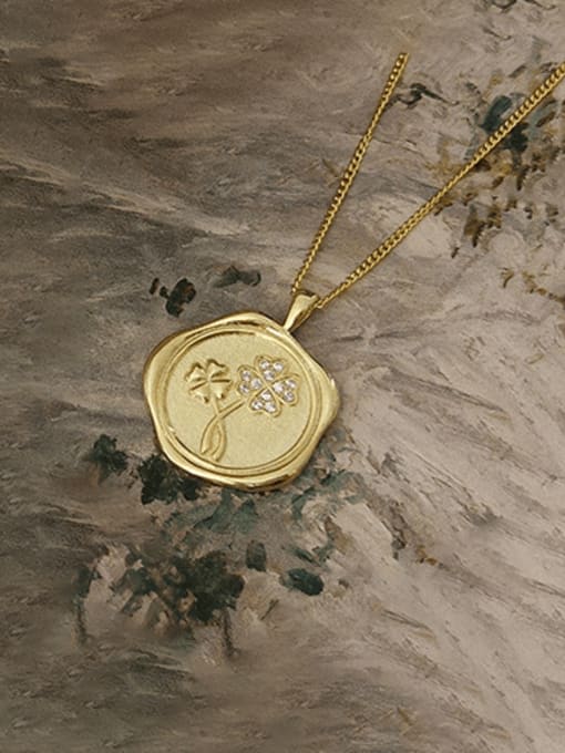 YA0004 Gold 925 Sterling Silver Flower Vintage Necklace